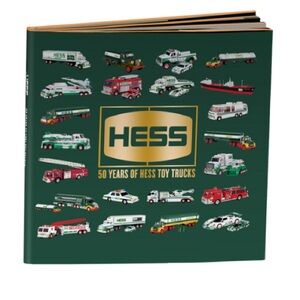 HESS 50 years of Hess truck toys collectible book. Green Holiday book collectors